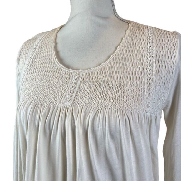 Peruvian Connection Nightgown Pima Cotton Ivory Hand Stitched Detail Medium - Picture 3 of 13